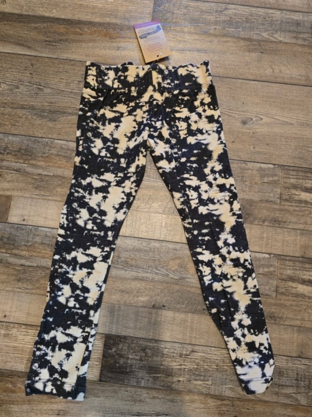 Kids Tie-Dye Black & Cream Leggings